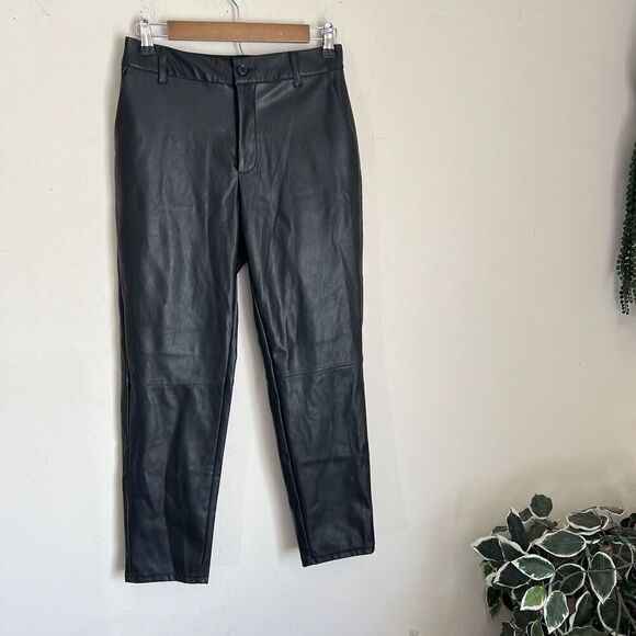 Nili Lotan x Target High Rise Ankle Faux Leather Pants Size 2 Straight Leg Black - Picture 6 of 7